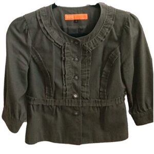 Cynthia Steffe Army Green Pintuck Button Jacket 4